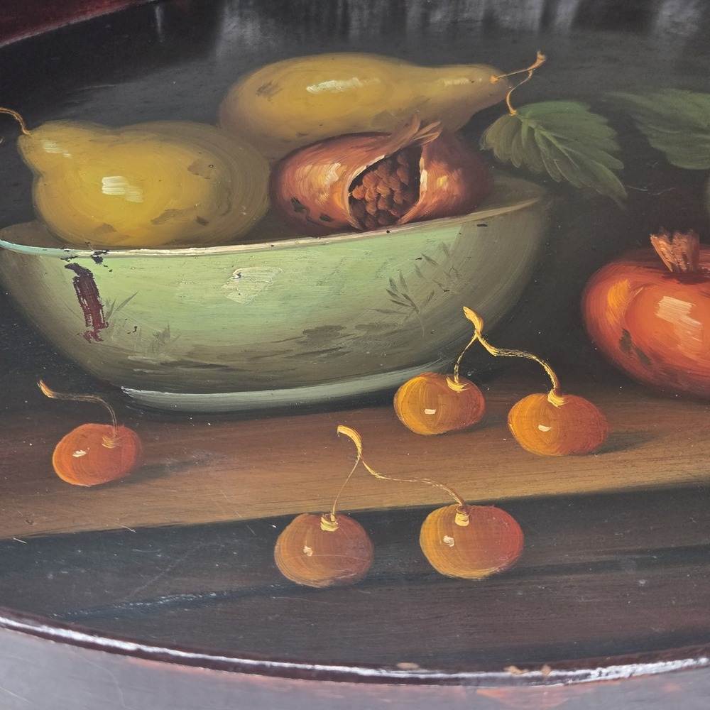 Vintage Hand Painted Wood Tray Toleware Still‎ Life Rose Hill Mansion Geneva NY - Picture 4 of 13